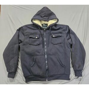 Street Rules Hoodie Men Large Navy Blue Jacket Faux Fur Lined Zip Up Heavyweight